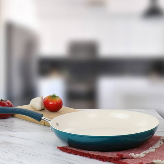 Oster Corbett 12'' Blue Nonstick Aluminum Frying Pan